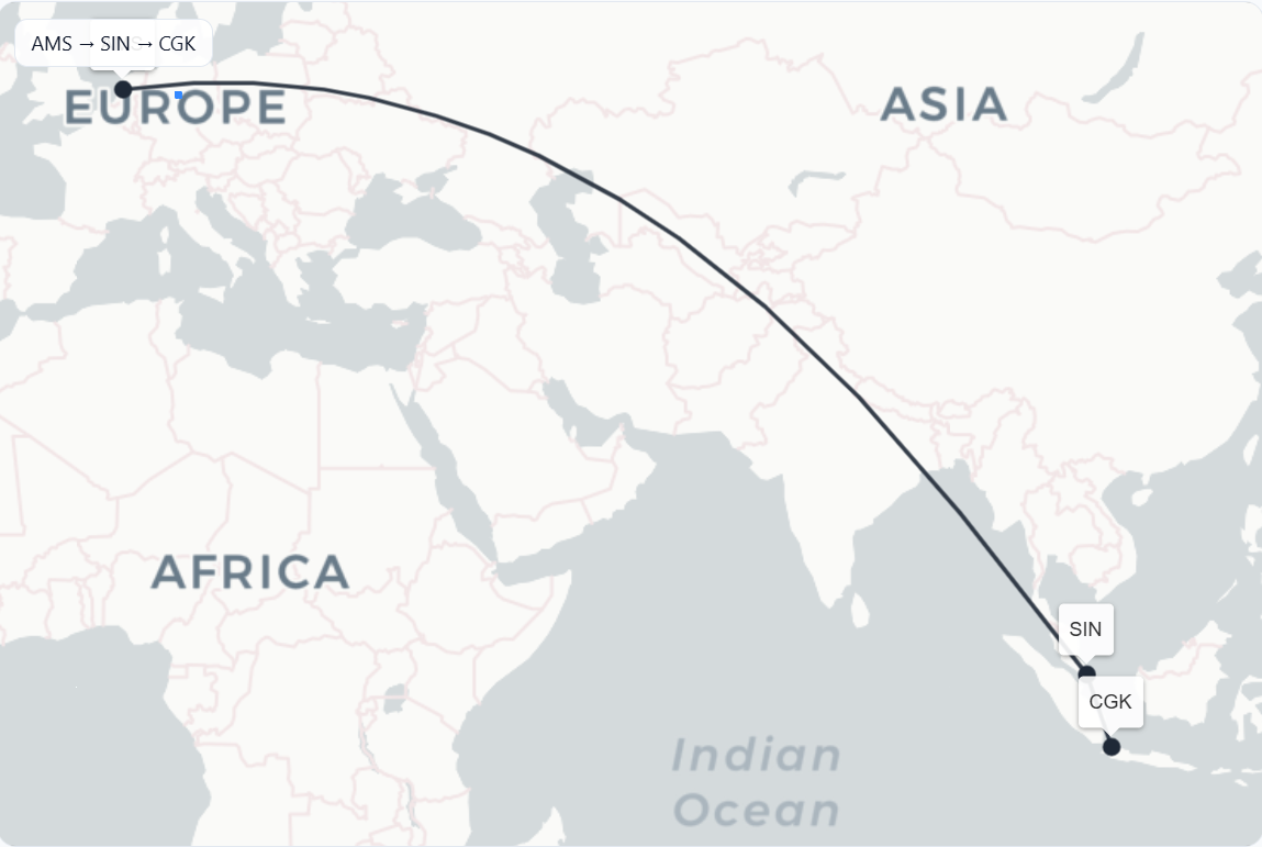 KL809: AMS → SIN → CGK